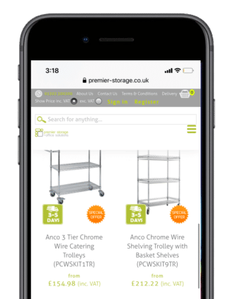 Chrome wire shelving Premier Storage