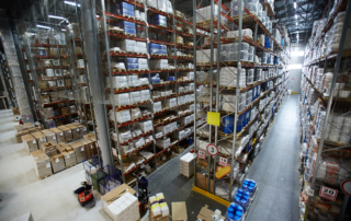High angle view of empty warehouse