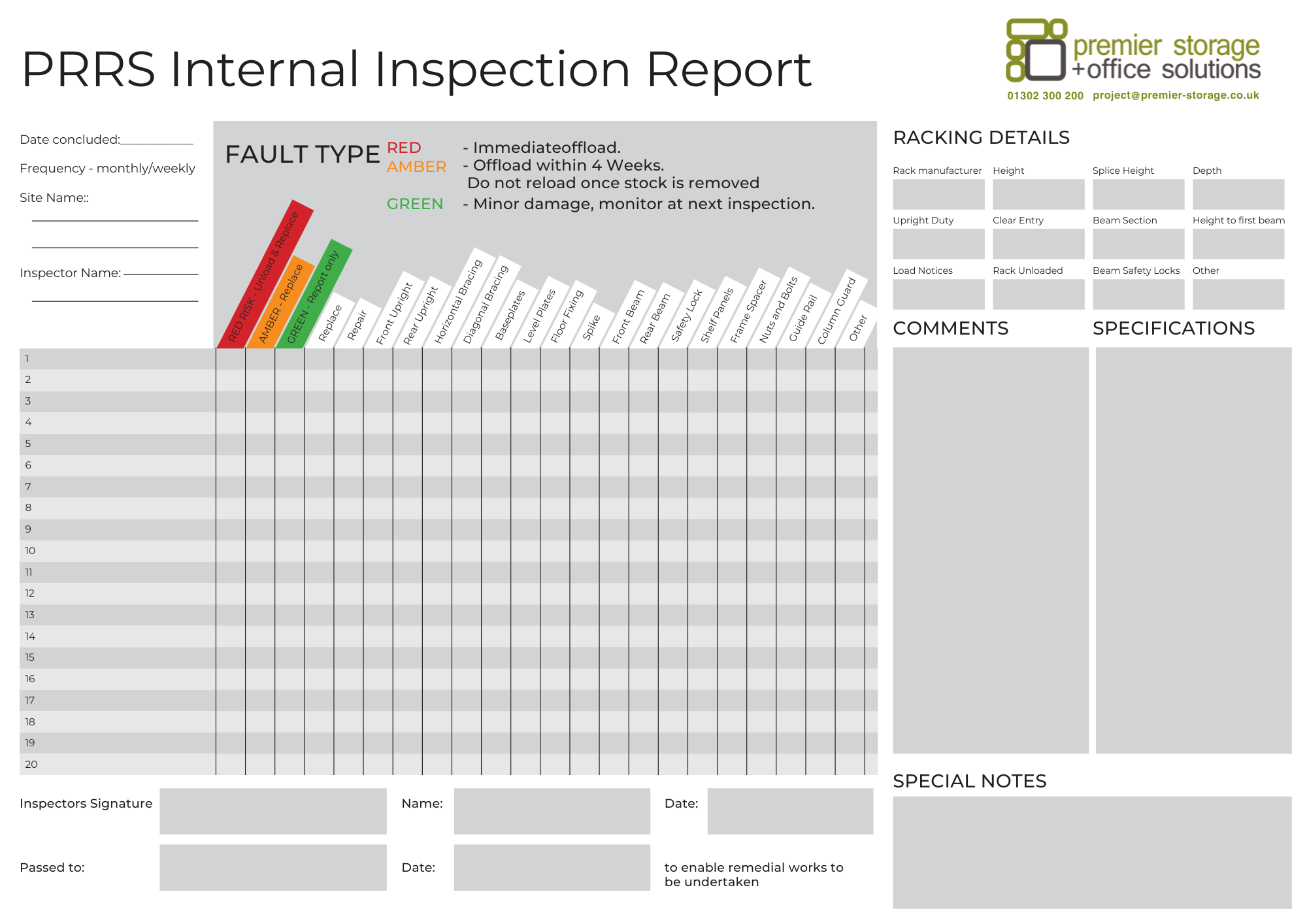 Free Racking Inspection Checklist - racking inspection training by Premier Storage Projects