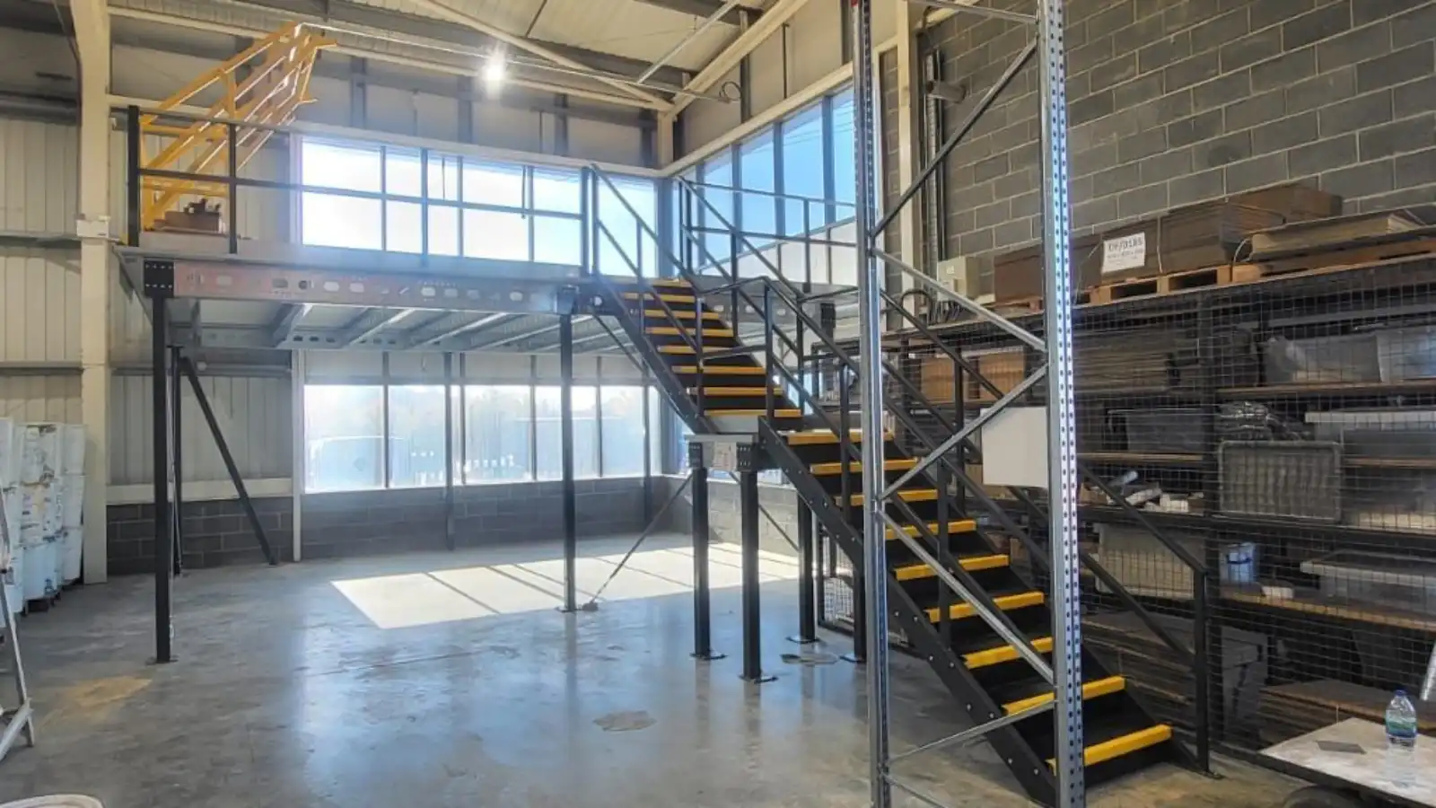 Resin Building Products storage space expansion with mezzanine floor
