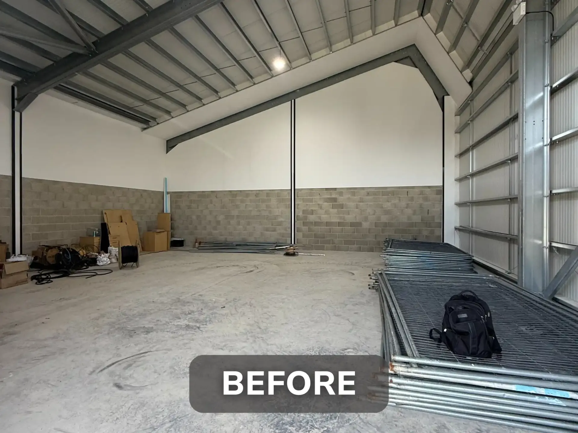 Warehouse space prior to mezzanine floor installation for Voltec in Doncaster.